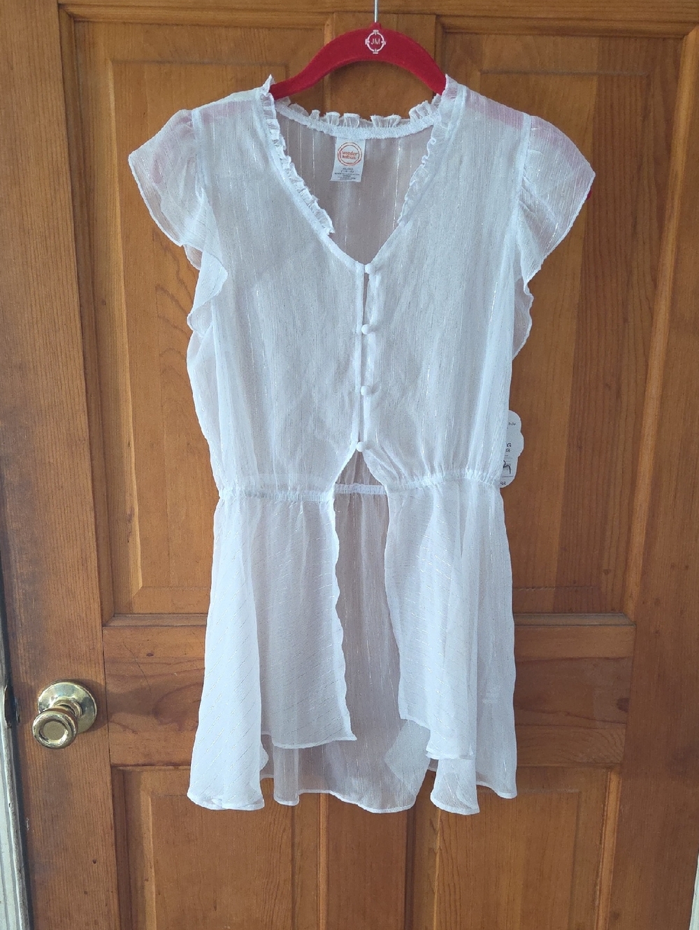 Sheer White Button-Front Tunic Dress.